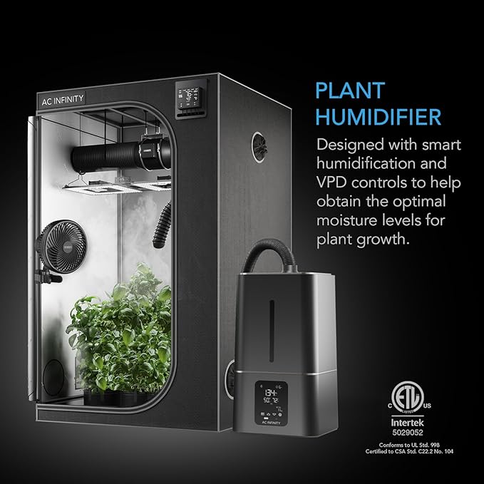 AC Infinity CLOUDFORGE T7, Plant Humidifier 15L with VPD Humidity Controls, 10-Level Precision Vaporizer, Extendable Hose, Targeting Pipe, and No-Leak Seal for Grow Tents