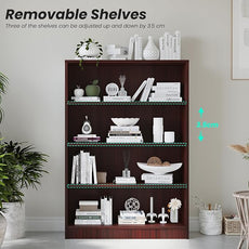 Farini 4 Shelf boockase Display Bookcase Freestanding Wooden Bookshelves for Home Office Living Room,48 Inch Height,Mahogany