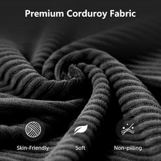 110” Sectional Boneless Couch, 3 Seat Grey Corduroy Convertible Sofa Bed with Pillows, Home Sofa Living Room Bedroom, Memory Foam Modular Couch Daybed Lazy Floor Bed