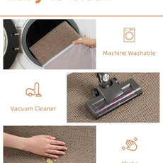 PADOOR Non-Slip Bath-Mats, Rubber-Backing Braided Absorbent Bathroom Mat Machine Washable Thin Bathroom Rugs Fit Under Door Quick Dry Bath Rugs for Floor, 17''x24'' Brown