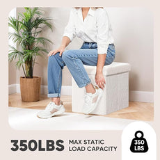 PINPLUS Storage Ottoman Cube Square Shaped Ottomans with Storage Foot Stool Footrest for Lving Room Boucle Ottoman Seat for Dorm Room,Faux Teddy Fur White,15