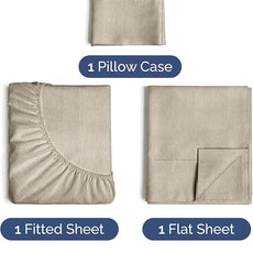 Twin XL Size 3 Piece Sheet Set - Comfy Breathable & Cooling Bed Sheets Set - Hotel Luxury Bedding for Women, Men, Kids, Teens, Boys & Girls - Deep Pockets and Wrinkle Free - Beige (Heathered Sheets)