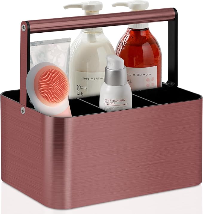 Shower Caddy Portable for College Dorm Room Essential, Bathroom Caddy Organizer with Handle and Adjustable Dividers, Shower Storage Tote, Plastic Shower Basket Bin for Shampoo Toiletry