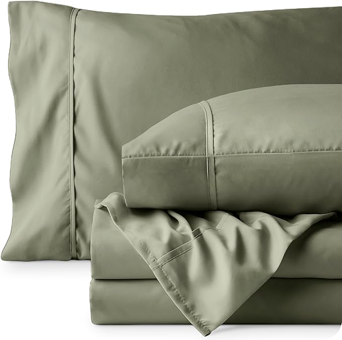 Bare Home King Sheet Set - Luxury 1800 Ultra-Soft Microfiber King Bed Sheets - Double Brushed - Deep Pockets - Easy Fit - 4 Piece Set - Bedding Sheets & Pillowcases (King, Sage) BareHome