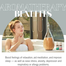 Raindrop 2.0 Aromatherapy Diffuser for Essential Oil, Waterless Glass Nebulizer w/Auto-Off Switch, BPA Free - Lightwood