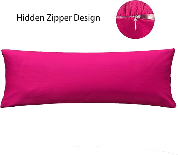iMaylex Soft 100% Egyptian Cotton Zipper Pillow Case, Cozy and Lightweight, Easy Care, Fuchsia, Body, 20'' x 48''