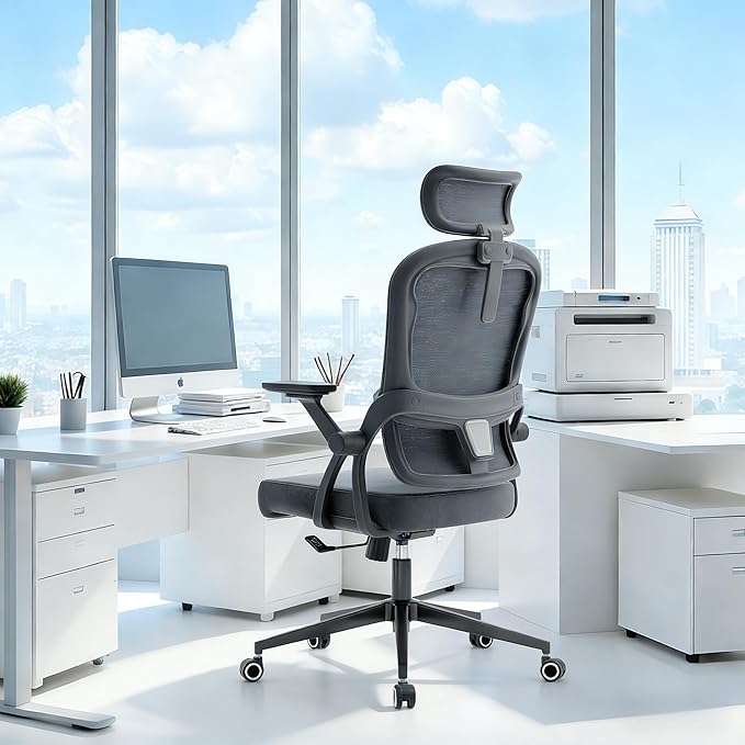 Ergonomic Office Chair - 400LB Comfy Desk Chairs with Adjustable Headrest and Lumbar Back Support, Mesh Computer Chairs with Wheels and Arms for Home Office, Study