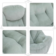 HollyHOME Lazy Chair with Foldable Ottoman, Accent Comfy Lounge Armchair and Folding Footrest Stool, Leisure Sofa Reading Chair and Footstool for Living Room, Bedroom, Dorm,Faux Fur Pea Green