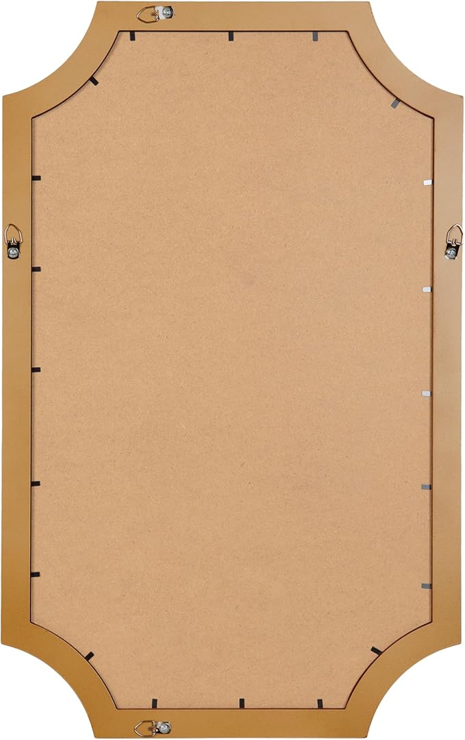 Kate and Laurel Holbrook Glam Framed Scallop Fabric Pinboard, 15 x 24, Gold, Decorative Modern Scalloped Bulletin Board for Use as Vision Board or Wall Organization