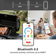 BlueSwan Wireless Meat Thermometer Digital, Food Thermometer Bluetooth 820 ft Range with APP for Grill, Smoker, Oven, Magnetic Design for BBQ, Cooking, Valentines Day Gift for Him, Gifts for Men