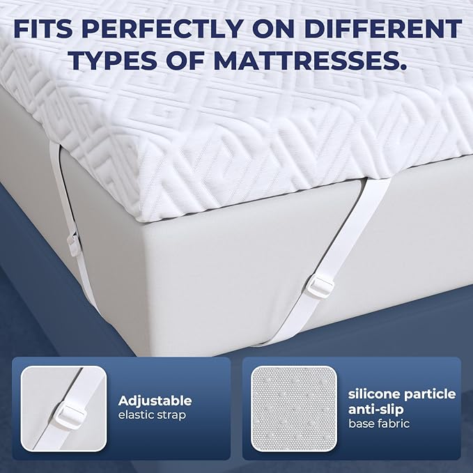 Memory Foam Mattress Topper - 3 Inch Gel Mattress Pad for Pressure Relief, Premium Soft Cooling Sleep Bed Topper, Non-Slip Design with Removable & Washable Cover,Twin