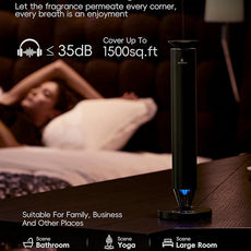 Waterless Scent Diffuser Starter Kit - 1500 Sq Ft Coverage, Alloy Atomization System,Mood Light,Smart Rechargeable Hotel Scent Diffuser, Including 120ml Essential Oil, for Home,Large Room,Spa,Black