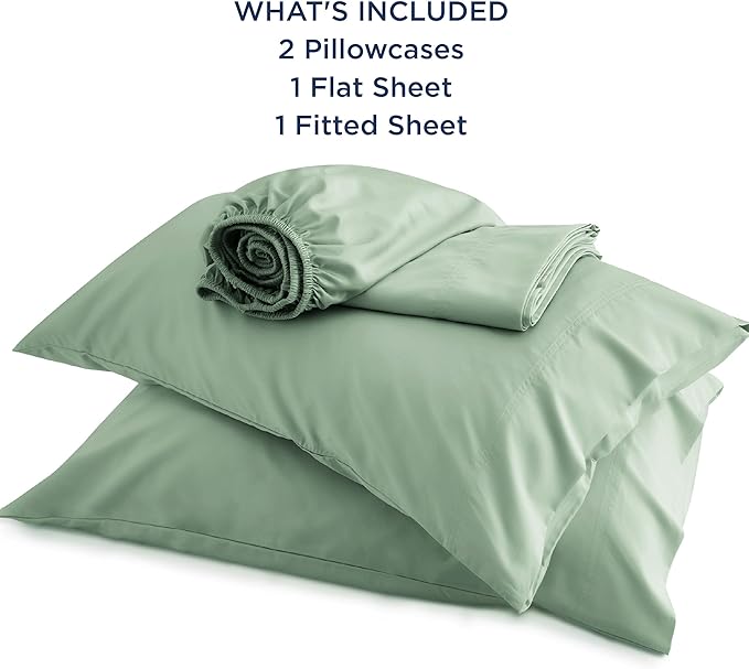 Bedsure Full Size Bed Sheets, Cooling Sheets, Rayon Derived from Bamboo, Breathable & Soft, Deep Pocket Up to 16 Inches, Hotel Luxury Silky Bedding for Hot Sleepers, Sage Green