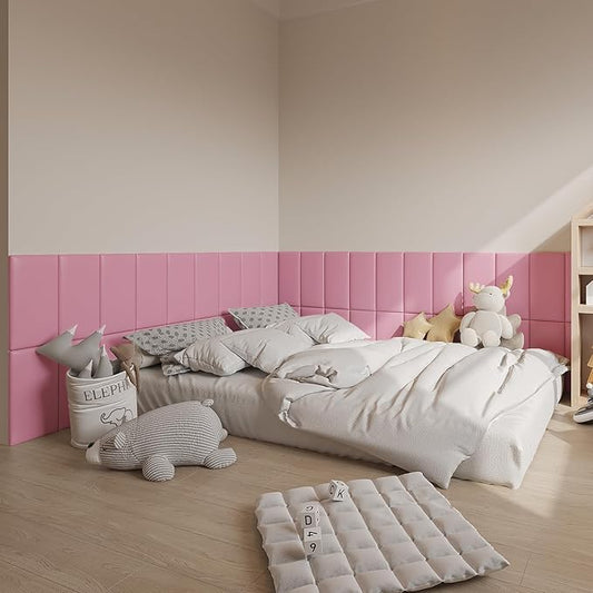3D Anti-Collision Wall Padding for Kids Self-Adhesive 10PCS Pink headboard Panels for Wall Peel and Stick headboard