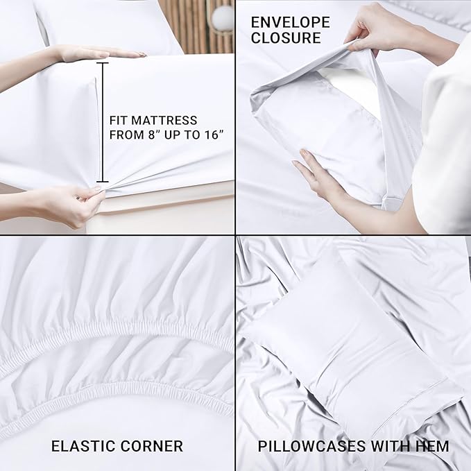 Utopia Bedding Twin XL Bed Sheets Set - Pack of 2 Sheet Sets - Perfect for Spa, Hotel, & Guest Bedroom - Brushed Microfiber - Shrinkage and Fade Resistant - Easy Care (White)