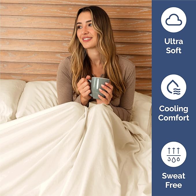 Full 6 Piece Sheet Set - Cooling and Breathable Bed Sheets - Hotel Luxury Bed Sheets for Women, Men, Kids & Teens - Bedding with Deep Pockets & Easy Fit - Soft and Wrinkle Free - Full Off White Sheets
