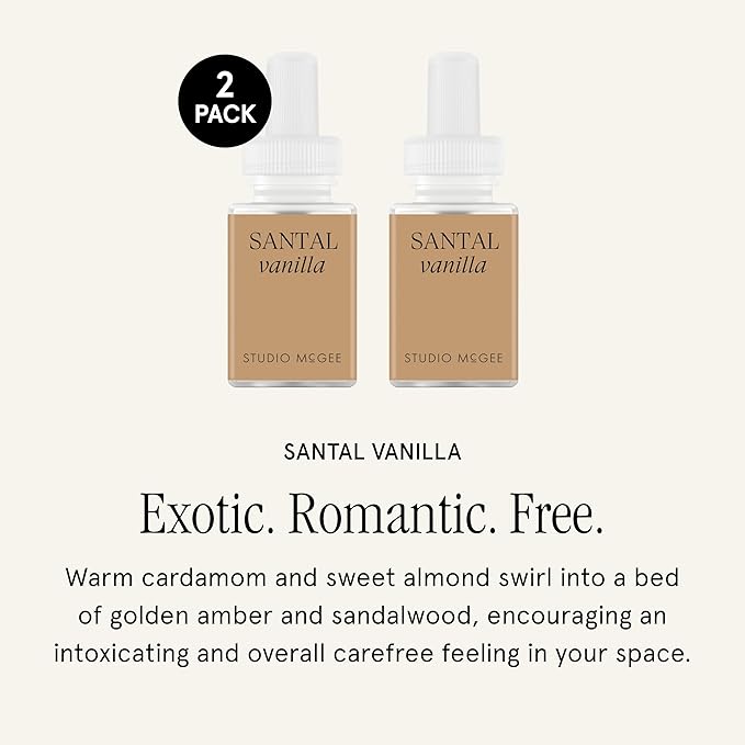 Pura x Studio McGee Home Scent Refill - Smart Air Diffuser - Up to 120-Hours of Luxury Fragrance per Refill - Home Essential - Clean & Safe Diffuser Fragrance - 2 Pack, Santal Vanilla