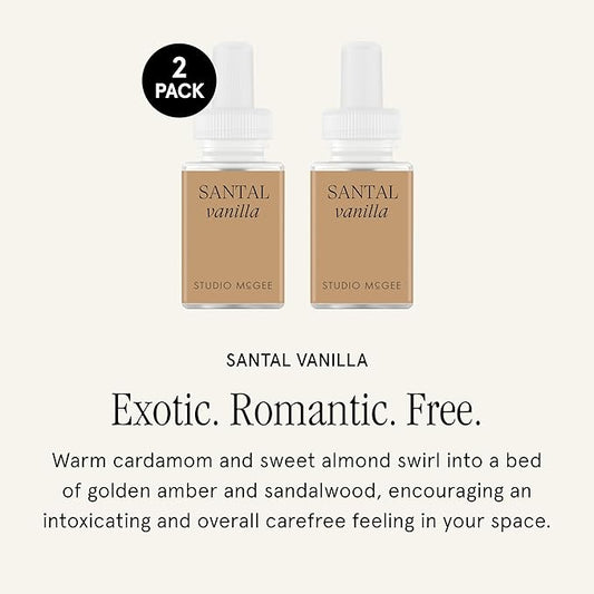 Pura x Studio McGee Home Scent Refill - Smart Air Diffuser - Up to 120-Hours of Luxury Fragrance per Refill - Home Essential - Clean & Safe Diffuser Fragrance - 2 Pack, Santal Vanilla