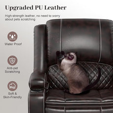 3 Seater Recliner Sofa Set with 2-Tier Cushion, 3+1 Pieces in Living Room, 3 Seater Reclining Couch Leather with Removable Console, 1 Oversize Recliner Chair Sofa Seat