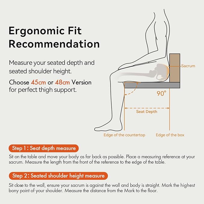 LiberNovo Dynamic Ergonomic Desk Chair + StepSync Footrest Bundle - Comfy Home Office Chair with Adaptive Lumbar Support, 160° Recline & Built-in Spine Stretch, Black+48cm