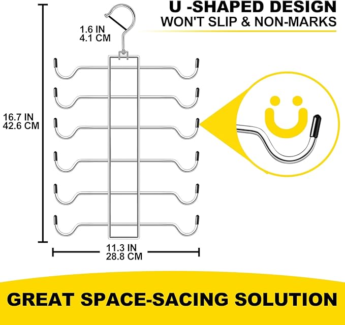 Tank Top Hanger, 6 Tier Space Saving Bra Hangers, Closet Organizers and Storage, Dorm Room Essentials for Girls, Organization for Camisoles Sports Bras Strappy Dress Swimsuits Ties, 2 Pack