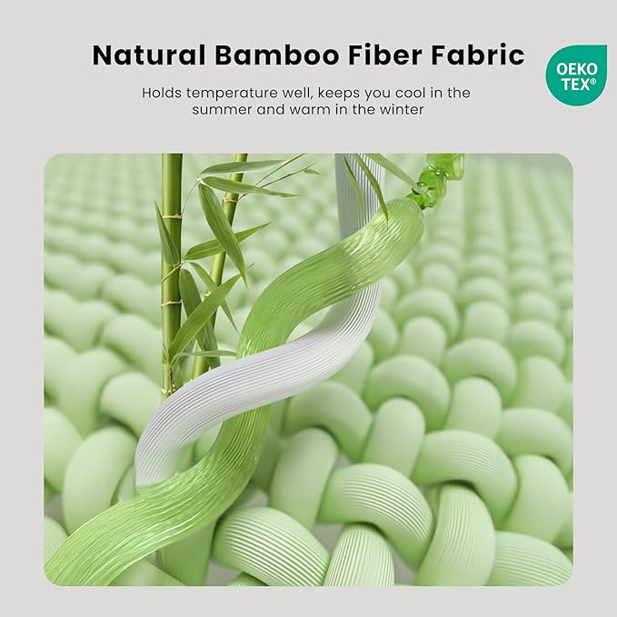 Bamboo Mattress Topper Full Size 2 Inch, Cooling Gel & Bamboo Charcoal Memory Foam Mattress Topper for Back Pain Relief, Firm Dual-Layer Foam Bed Pad with Removable Cover