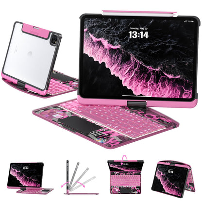 Transparent Keyboard Case for iPad 11” (10th & 11th Gen) – 360° Rotating, Backlit, Trackpad