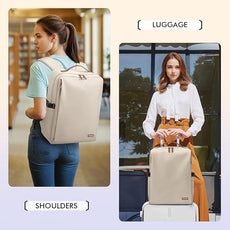 Stylish Laptop Backpack for Women Airline Approved Perfect for Work College and Travel Multi-Functional Casual Daypack Fits 17.3 Inch Notebook (Apricot)