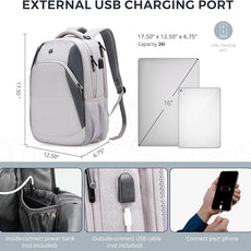 Swissdigital Design Business Laptop Backpack, College Laptops Backpack with USB Charging Port for Men and Women Fits 16 Inch Notebook, Mauve Grey | SD1670-05