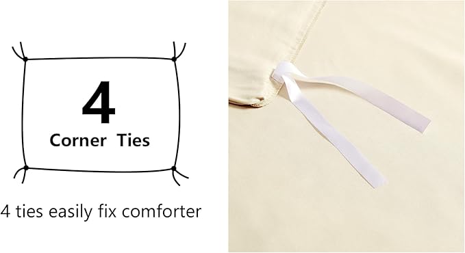 Amazon Basics Lightweight Microfiber 3-Piece Duvet Cover Set, Beige, Solid, Full/Queen