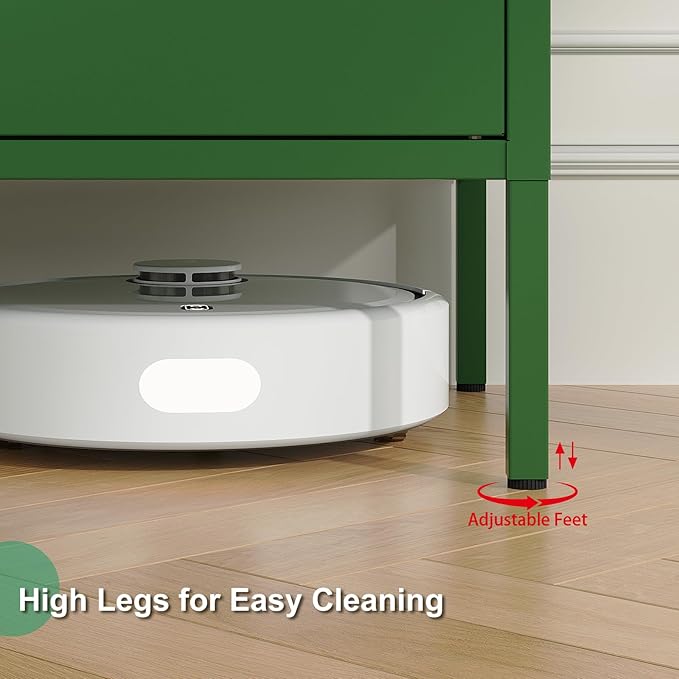 Green Metal Cabinet，Bathroom Floor Storage Cabinet,40"H Small Cabinets With Doors,2 Door Metal Towel Freestanding Cabinet For Small Spaces,Two Door Hallway Short Cupboard,Low Cabinet For Living Room