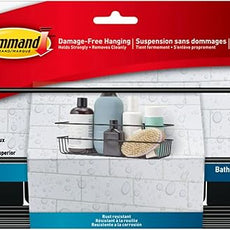 Command Shower Caddy Matte Black with Water Resistant Strips, Bathroom Organizer, Holds up to 6.5 lbs