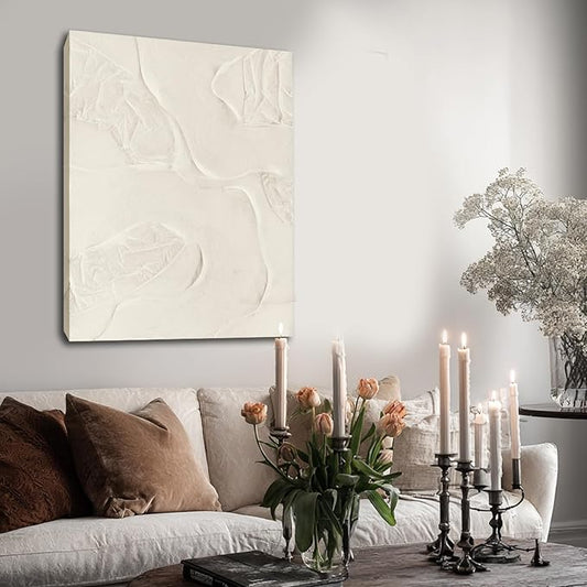 CHUDANHAO Abstract Hand Painted Wall Art Beige Wall Decor Line Hanging Art 32"x40" Large Artwork for Living Room Office Decorations