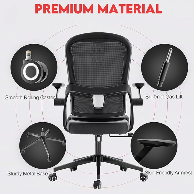 Ergonomic Office Chair - 400LB Comfy Desk Chairs with Lumbar Back Support, Mesh Computer Chairs with Wheels and Arms for Home Office, Study (218Black-Without Headrest)