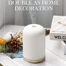 Essential Oil Diffuser,110ML Diffusers for Essential Oils Large Room, Ceramic Diffusers Decorative Ultrasonic Defuzzer, Ideal for Aesthetic Home,Dorm Décor, Yoga,White