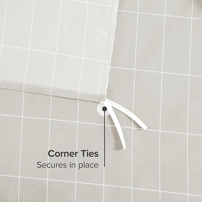 Bare Home Bedding Duvet Cover Extra Long - Premium 1800 Super Soft Collection - Lightweight, Duvet Cover - Soft Textured (Twin/Twin XL, Grid - Stone/White)