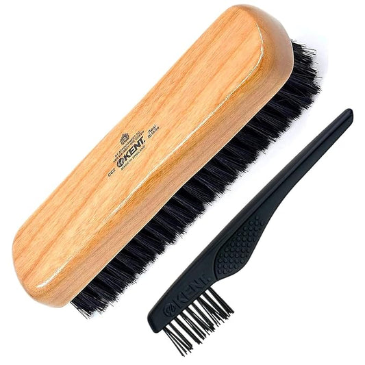 Kent CC2 Finest 100% Handcrafted Black Boar Bristle Cherrywood Clothes Brush and Travel Size Lint Remover for Cashmere, Wool, and Silk - Sweater Fuzz Remover, Suede Brush, lint Remover for Pet Hair