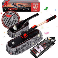 Car Duster Set,Car Duster Exterior Scratch Free with Extendable Handle,Large and Small Auto Brushes Remove Dust for RV and Trucks,Microfiber Interior Brush
