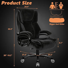 500lbs Fabric Big and Tall Office Chair,500lbs Heavy Duty Office Chair for Heavy People, High Back Executive Computer Chair with Adjustable Lumbar Support, Dual Rubber Wheel