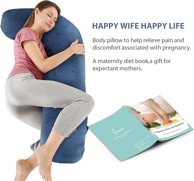 BATTOP Pregnancy Pillows for Sleeping,Body Maternity Pillow with Cooling Washable Cover,Support for Back,HIPS,Legs,Belly for Pregnant Women,New Mom Gifts for Women (Dark Blue)