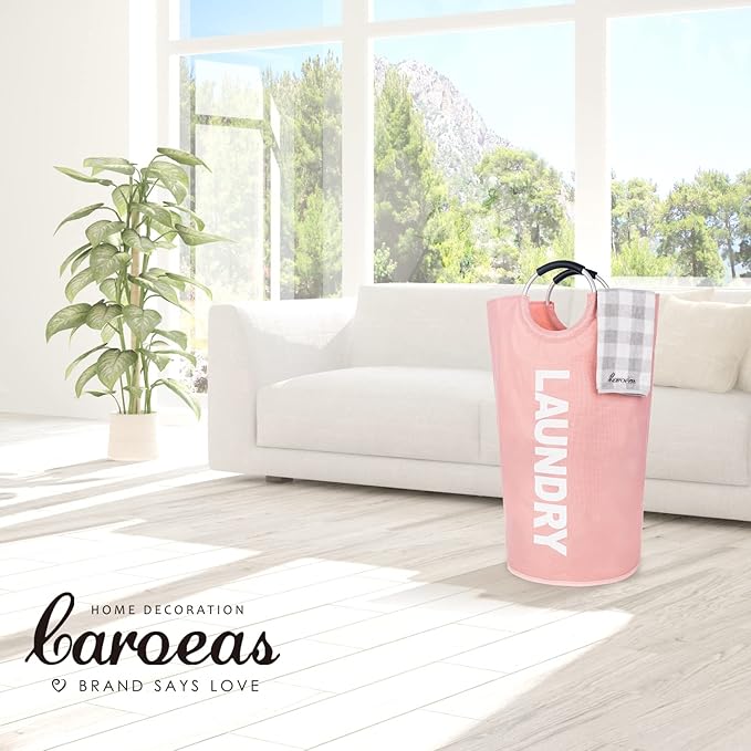 Caroeas 90L Laundry Basket (13 Colors), Waterproof Laundry Hamper, Laundry Bag with Padded Handles, Clothes Hamper Stands Up Well, Collapsible Laundry Basket Easy Storage