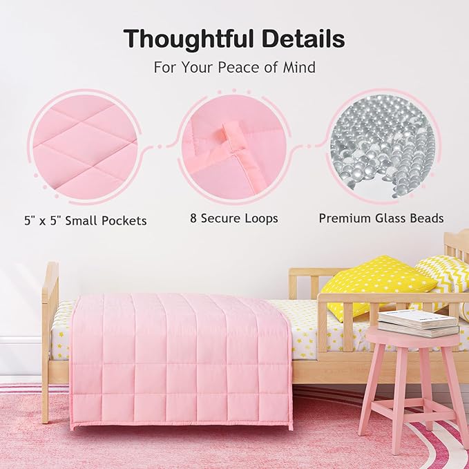 Kivik Weighted Blanket 3 lbs, Small Weighted Blanket 3 Pounds, Mini Heavy Blanket Throw, Breathable Cooling & Warm Blankets, Machine Washable, 36x48 Inches Pink