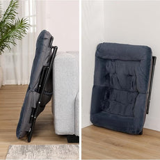 Comfy Saucer Chair for Adults, Set of 2, Soft Faux Fur Bedroom Chair, Accent Dorm Chairs, Flexible Living Room Reading Chairs, Oversized Folding Lounge Seat for Teens, X-Large, Navy Blue