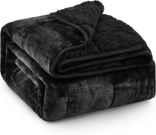 Super Fuzzy Soft Sherpa Fleece Weighted Blanket, 15 lbs Dual Sided Fluffy Heavy Weighted Blankets for Adults - No Bunching with Double Layers of Soft Inner Lining (80"x 87", 15 Pounds)