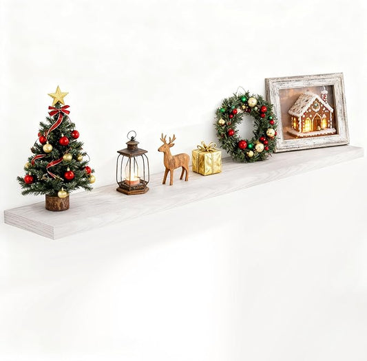 Fun Memories 72 Inch Floating Shelves for Wall, 72x9.3 Large Floating Shelf for Bedroom, Kitchen, Bathroom, Wall Mounted Rustic Wood Shelves with Invisible Bracket for Books, Decor, Brich