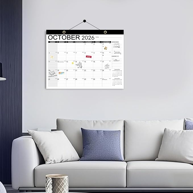 Desk Calendar 2026, Anti Ink Bleed, Transparent Cover, 2026 Desk Calendars 18 Months with Stickers, 17" x 12" Large Desktop Calendar 2026-2027 for Family, Office, Student, Teacher Supplies- Simple