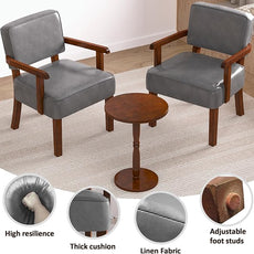 Accent Chair, PU Leather Oversized Living Room Chairs with Soft Seat and Armrests, Armchair for Bedroom, Dinning, Reading and Waiting Rooms (Leather Gray)