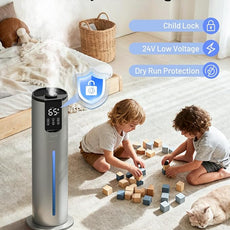 8L Humidifiers for bedroom, Humidifiers large room up to 500 sq ft, Easy to Clean Humidifier with Washable Parts, Ultrasonic Cool Mist Humidifier for Home Plants Baby Nursery Office, Grey