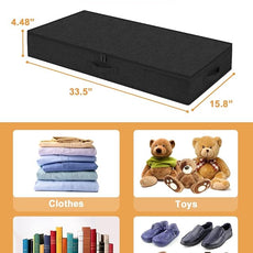 punemi Under Bed Storage Containers, 4.5 Inches Tall Low Profile Underbed Clothes Storage Organizer Bin with Sturdy Side & Bottom, Use as Shallow Dorm Storage Under Bed, Flat Clothes Organizer, Black