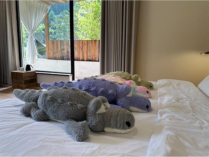 Hofun4U Alligator Plush Pillow, 38 inch Alligator Stuffed Animal, Home Decoration Christmas Valentine’s Birthday Gift for Boys Girls Adults Kids (Grey)